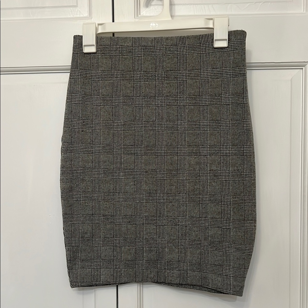 Express Gray Plaid Mini Pencil Skirt